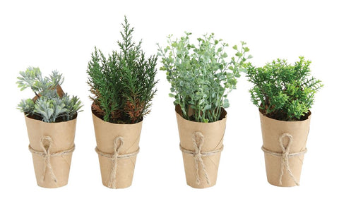 7-1/2"-9-1/2"H Artificial Plant In Paper Wrapped Pot