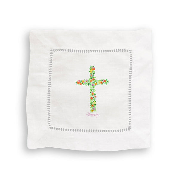 Cross with Flowers: Yes, Remove Words / - / Dishtowel