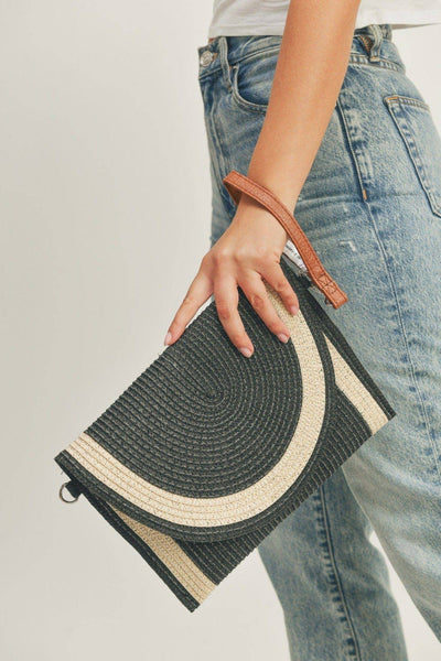 Josie Women's Straw Crossbody Bag/Clutch: Beige