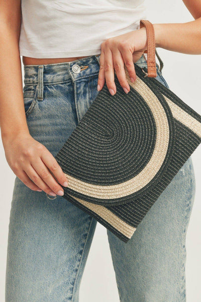 Josie Women's Straw Crossbody Bag/Clutch: Beige