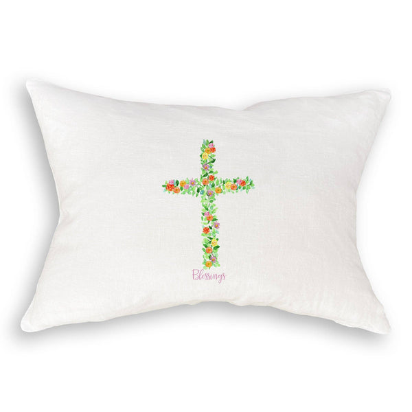 Cross with Flowers: Yes, Remove Words / - / Dishtowel