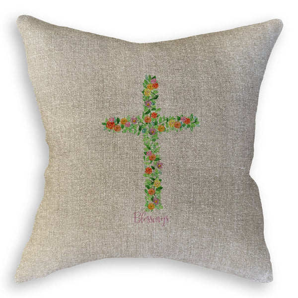 Cross with Flowers: Yes, Remove Words / - / Dishtowel