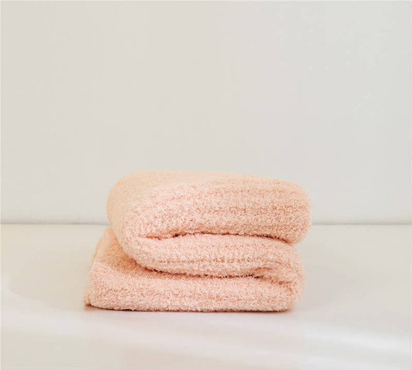 Peachy Blush Pink Ribbed Blanket