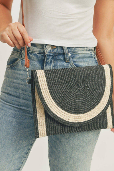 Josie Women's Straw Crossbody Bag/Clutch: Taupe