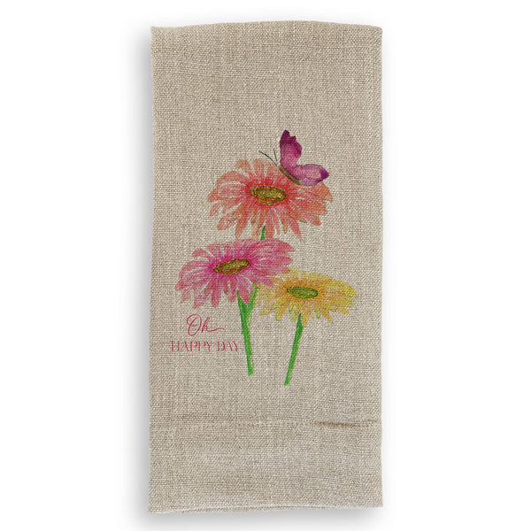 Three Zinnias with Butterfly: Dishtowel / Remove Words / -