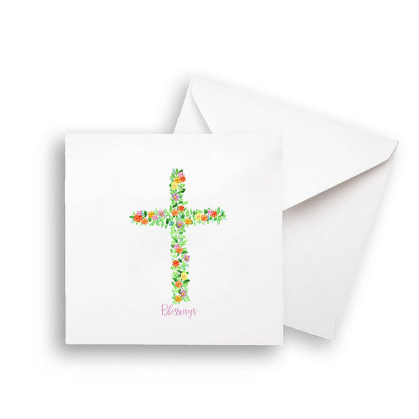 Cross with Flowers: Yes, Remove Words / - / Dishtowel