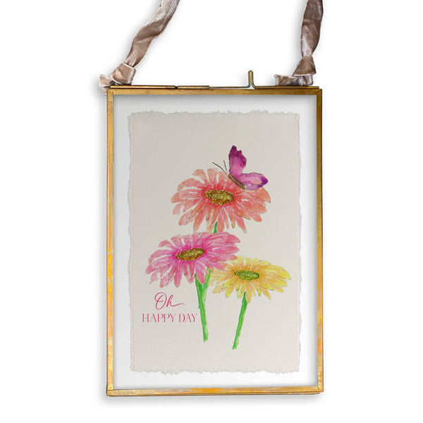 Three Zinnias with Butterfly: Dishtowel / Remove Words / -