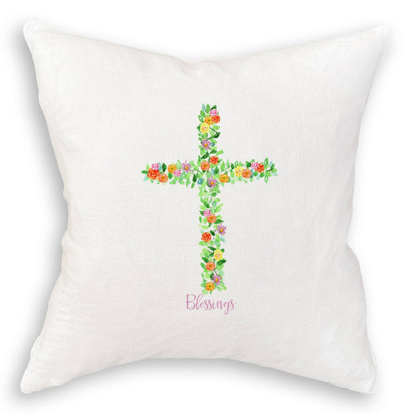 Cross with Flowers: Yes, Remove Words / - / Dishtowel