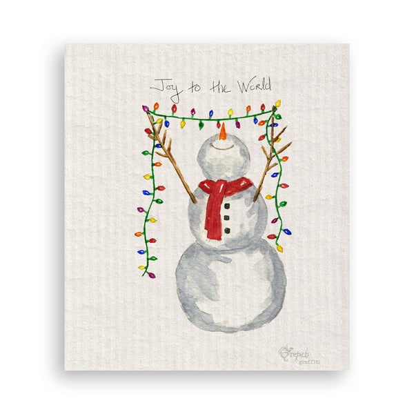 Joy to the World Snowman: - / Keep Words / Dishtowel
