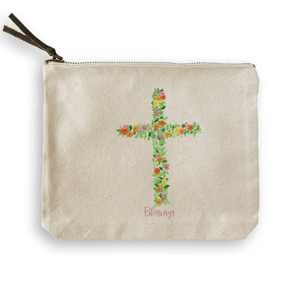 Cross with Flowers: Yes, Remove Words / - / Dishtowel