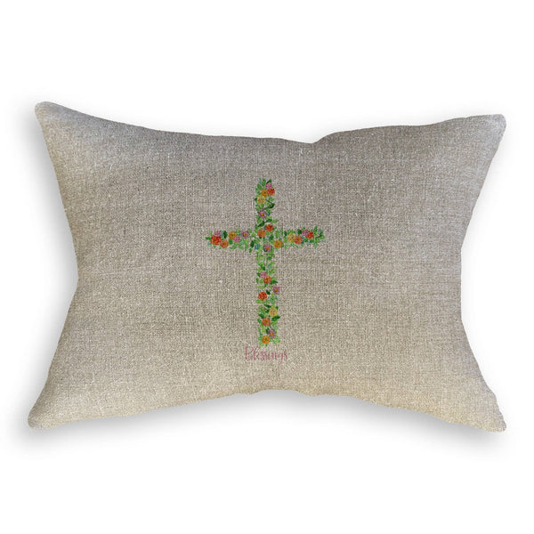 Cross with Flowers: Yes, Remove Words / - / Dishtowel