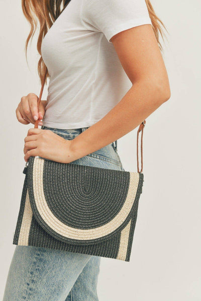 Josie Women's Straw Crossbody Bag/Clutch: Beige