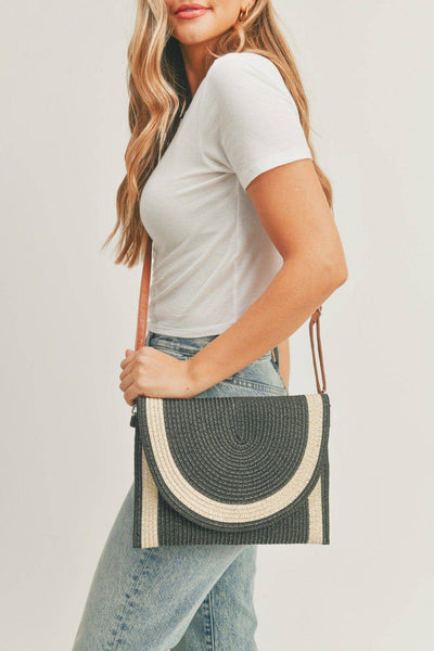Josie Women's Straw Crossbody Bag/Clutch: Beige