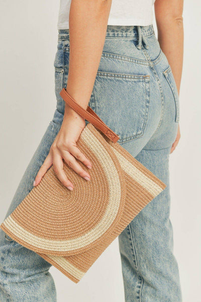 Josie Women's Straw Crossbody Bag/Clutch: Beige