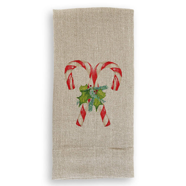 Candy Canes with Greens: - / Dishtowel