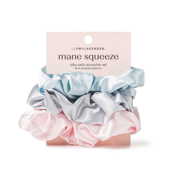 Lemon Lavender Mane Squeeze Oversized Satin Scrunchies 3pack