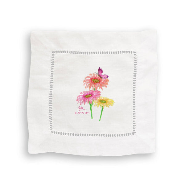 Three Zinnias with Butterfly: Dishtowel / Remove Words / -