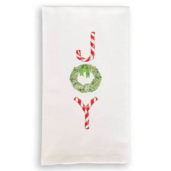 Joy with Candy Canes and Wreath: - / Dishtowel