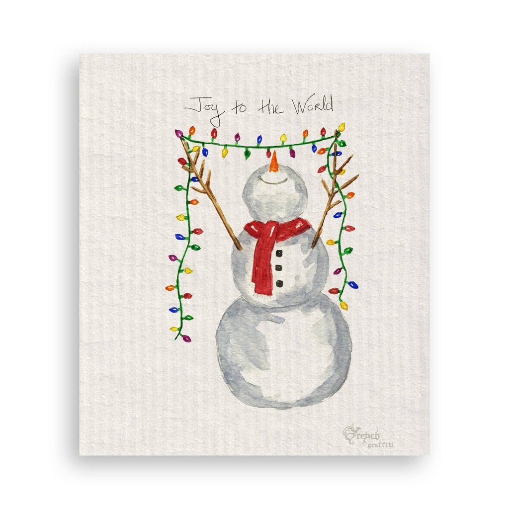 Joy to the World Snowman: - / Keep Words / Swedish Dishcloth