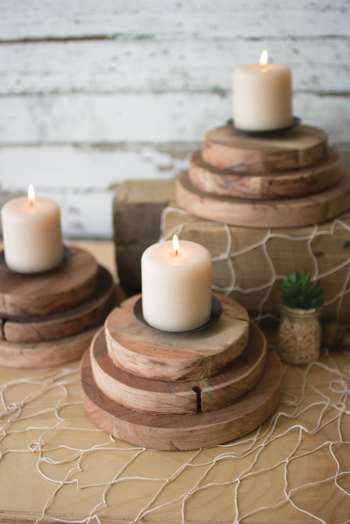 Three Tiered Wood Candle Holder