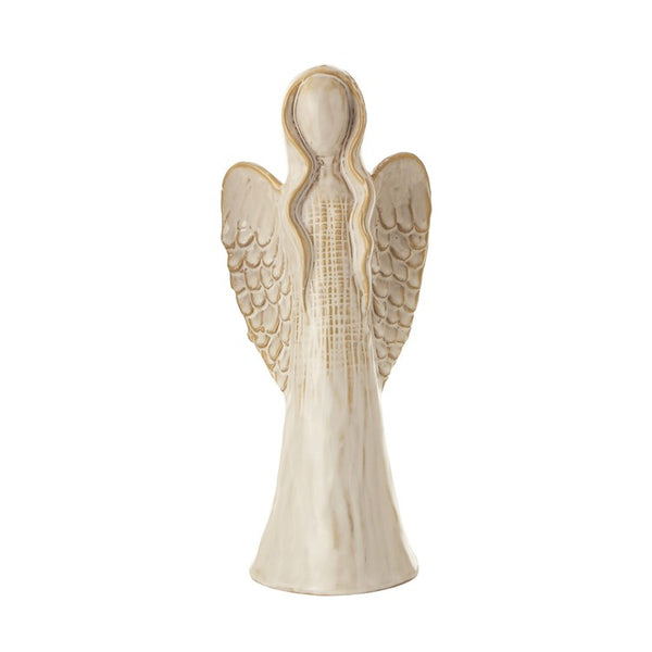 Stoneware Angel, Distressed Cream Glaze